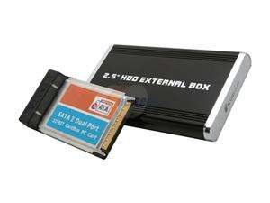   Aluminum 2.5 eSATA dual eSATA ports PCMCIA CARD W/ external enclosure