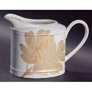  222 Fifth (PTS) Gold Leaves Creamer, Fine China Dinnerware 