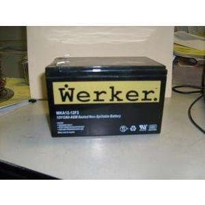   WERKER WKA12 12F2 12 VOLT, 12AH SEALED LEAD ACID BATTERY Electronics