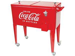    Vintage Steel Coca Cola Ice Box Cooler with Caster Wheels 