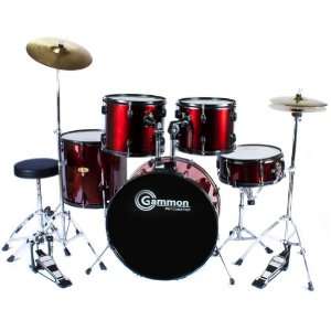  New Drum Set Wine Red 5 Piece Complete Full Size with 