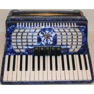   34 Key PIANO Accordion 72 BASS, German Reeds, with Case, in BLUE