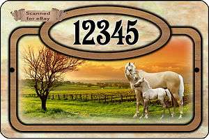   House Number Sign Plaque YOUR HOME ADDRESS Horse, Mare & Foal Decor