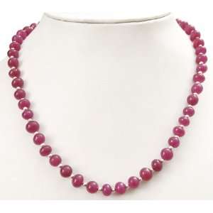  African Red Ruby Beaded Designer Single Strand Necklace Jewelry