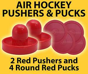 Air Hockey Handles+4 Red Pucks Table Hockey Pushers  