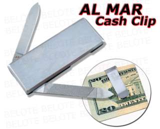 Al Mar Cash Clip Stainless Steel Money Clip Knife MCSS  