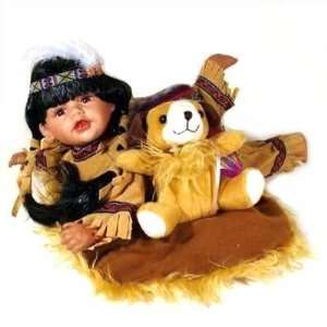  Native American Porcelain Doll with Bear