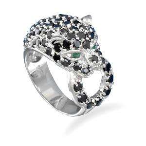 Rhodium Plated CZ Panther Ring 925 Sterling Silver  