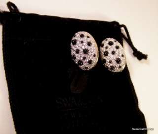   Crystal & Black Cabochon Earrings Leopard / Cheetah Print in Pouch