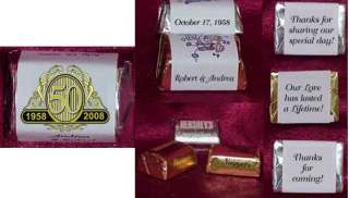 50th Golden Swirl ANNIVERSARY Party Personalized Candy Wrappers Favors 