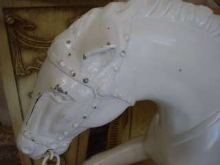 ANTIQUE CAST METAL WHITE PAINTED AMUSEMENT PARK CAROUSEL HORSE  