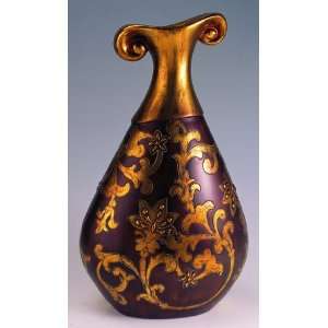  Antique Decorative Vase in Brown Finish Flower Carve Out 
