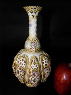 Antique Openwork Zsolnay Vase Marked # 2085  