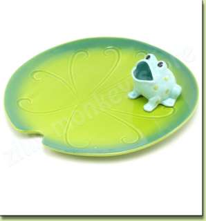 Ceramic Frog Appetizer Plate Dish Toothpick Holder 013051267711  