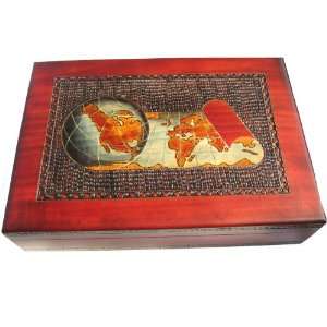  5102 World Map on an Antique Scroll Box 