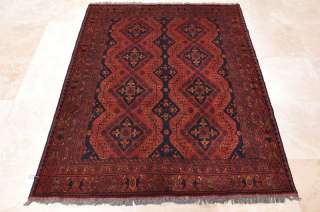 5x6 HAND KNOTTED WOOL AREA RUG DARK RED MADE IN AFGHAN  