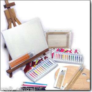 NEW WOODEN TABLETOP ART EASEL, OIL ACRYLIC PAINTING SET 628586657809 