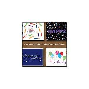  Greeting Cards Birthday Assortment, 40 Cards, 4 Designs 
