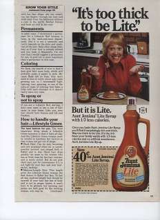 Aunt Jemima Lite Syrup with Coupon 1982 Magazine Ad  