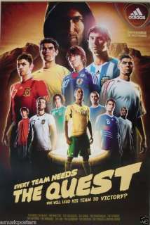 ADIDAS THE QUEST 2010 WORLD CUP POSTER Lionel Messi,David Villa,Kaka 