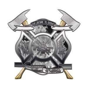   To Serve Firefighter Decals with Axes Inferno Gray   4 h   REFLECTIVE