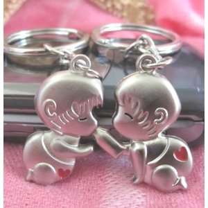   Key Ring Baby Couple with Feeding Milk Bottle 