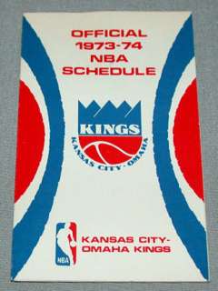 73 74 Kansas City Kings NBA Basketball Schedule  