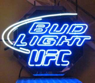 Bud Light Beer UFC Octagon BIG Neon Light Bar Sign Mirror NEW RARE 