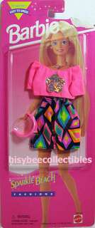 1995 Barbie Fashion SPARKLE BEACH Black Print Shorts ~  