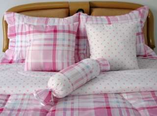Pcs PINK PLAID LUXURY BED IN A BAG Queen KQ222  
