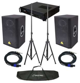 DJ PRO SYSTEM (2) BEHRINGER VS1220 SPEAKERS, GEMINI XGA 2000 AMP 