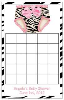 24 Zebra Diaper Baby Shower Bingo Cards  