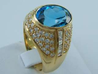Stunning 18k.Yellow Gold Blue Topaz & Diamond Ring  