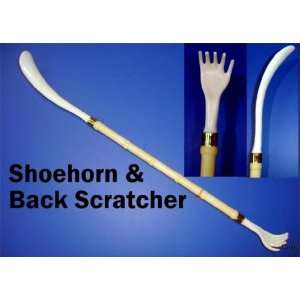  20 Long Shoehorn Back Scratcher Bamboo Ivory Style New 