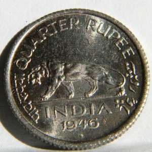   , George VI 1946 nickel 1/4 Rupee, Bombay mint, 1st yr; BU  