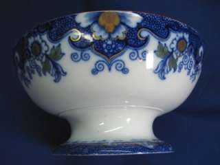 RARE FLOW BLUE POLYCHROME PUNCH BOWL WHAMPOA PAT MELLOR VENDELES 1845 
