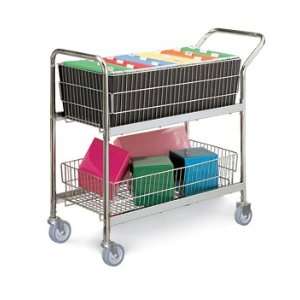  Medium Wire Basket Cart With Grey Casters