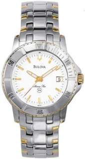 Bulova Mens Watches. Silver white patterned dial. Unidirectional 