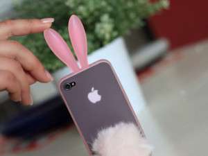 Transparent Pink Bunny Rabbit Case for iPhone 4 4G  