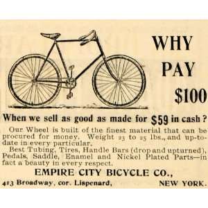  1895 Ad Empire City Bicycle Company Wheel Nickel Parts 