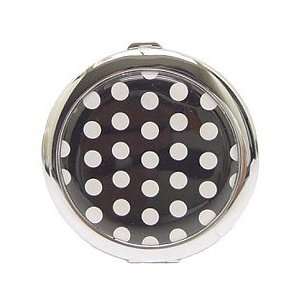  Black White Polka Dot Compact Make Up Magnified Mirror 
