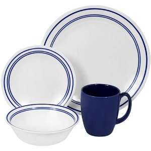  Livingware 16 Piece Dinnerware Set, Service for 4, Classic Cafe Blue 