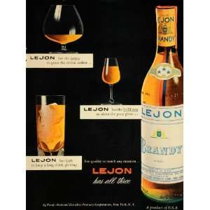  1948 Ad Le Jon Brandy Bottle Crystal Snifter Pony Glass 