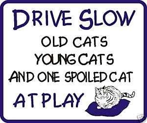 Drive Slow Spoiled Cat Sign   Many Novelty Signs Avail.  