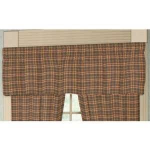   Golden Brown Plaid, Fabric Curtain Valance 54 X 16 In.