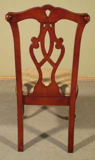 Set 4 Cherry Chippendale Golden Dining Side Chairs  
