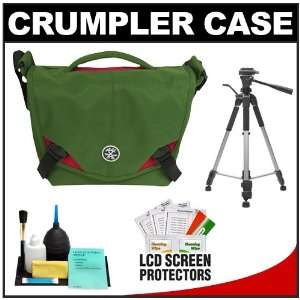  Camera Bag/Case (Olive/Red) with Tripod + Accessory Kit for Canon 