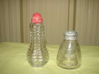 Vintage Lot Of Clear Glass Salt Pepper Shaker Hobnail Boopie 