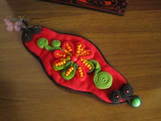   elegant handmade red cloth flower fabric bracelet beads 42011  