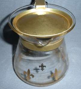 PYREX GLASS CARAFE FRENCH FLEUR DE LIS VINTAGE COFFEE  